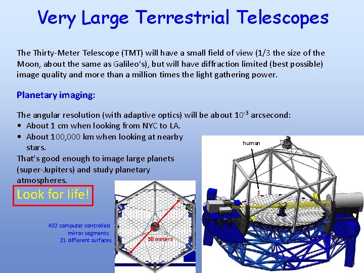 Very Large Terrestrial Telescopes The Thirty-Meter Telescope (TMT) will have a small field of