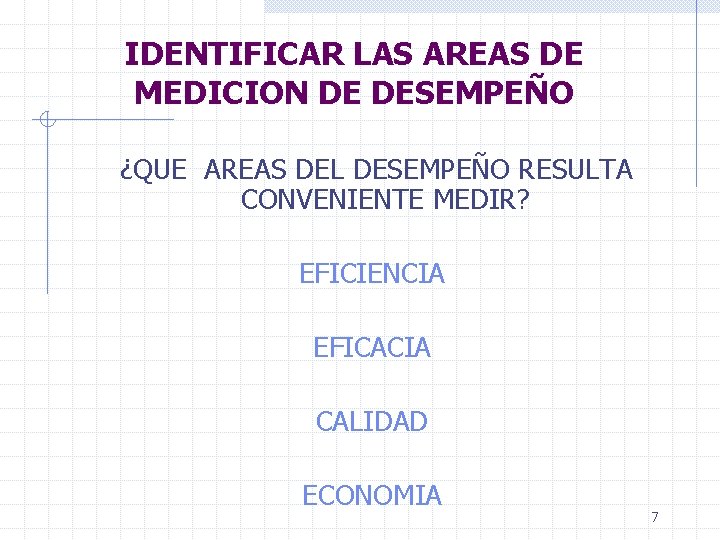 IDENTIFICAR LAS AREAS DE MEDICION DE DESEMPEÑO ¿QUE AREAS DEL DESEMPEÑO RESULTA CONVENIENTE MEDIR?