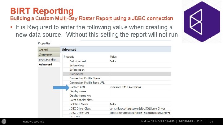 BIRT Reporting Building a Custom Multi-Day Roster Report using a JDBC connection • It