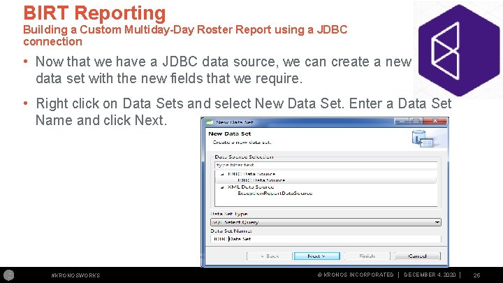 BIRT Reporting Building a Custom Multiday-Day Roster Report using a JDBC connection • Now