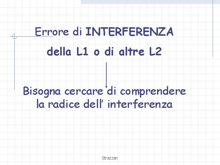 Errore di INTERFERENZA della L 1 o di altre L 2 Bisogna cercare di