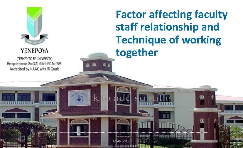  Factor affecting faculty staff relationship and Technique of working together ANAND YNC 1