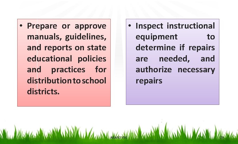  • Inspect instructional equipment to determine if repairs are needed, and authorize necessary