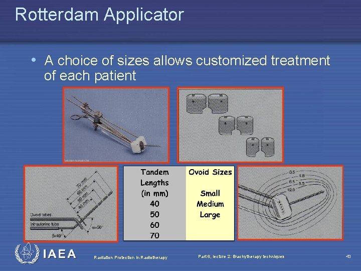 Rotterdam Applicator • A choice of sizes allows customized treatment of each patient Radiation