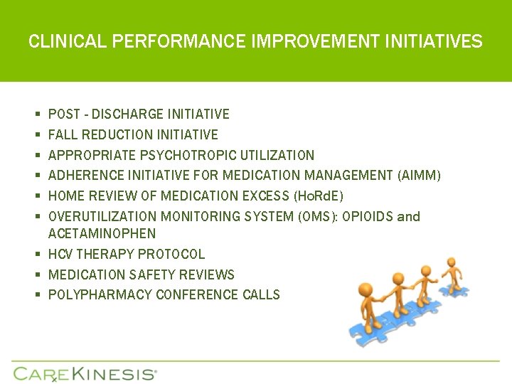 CLINICAL PERFORMANCE IMPROVEMENT INITIATIVES § § § POST - DISCHARGE INITIATIVE FALL REDUCTION INITIATIVE