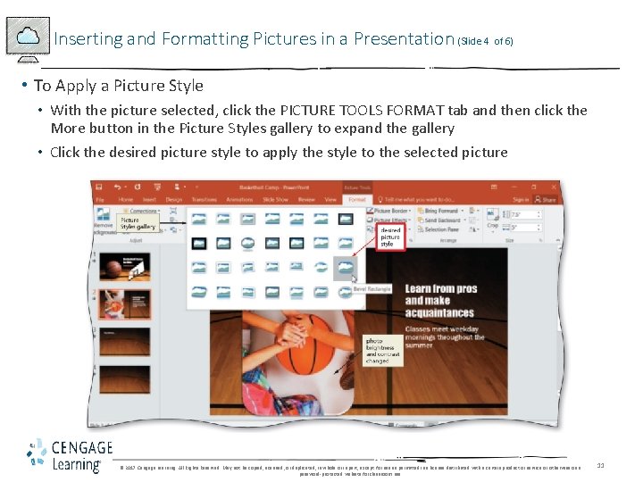 Inserting and Formatting Pictures in a Presentation (Slide 4 of 6) • To Apply