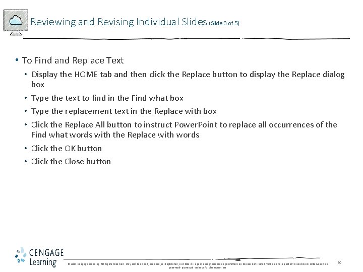 Reviewing and Revising Individual Slides (Slide 3 of 5) • To Find and Replace