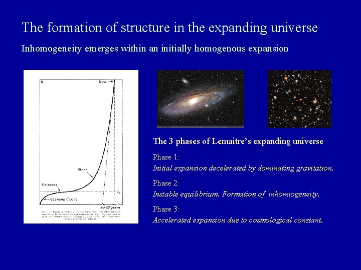 The formation of structure in the expanding universe Inhomogeneity emerges within an initially homogenous