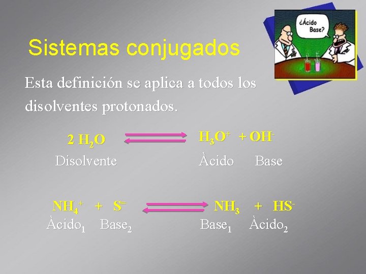 Sistemas conjugados Esta definición se aplica a todos los disolventes protonados. 2 H 2