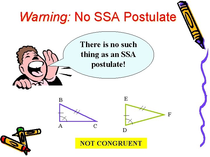 Warning: No SSA Postulate There is no such thing as an SSA postulate! E