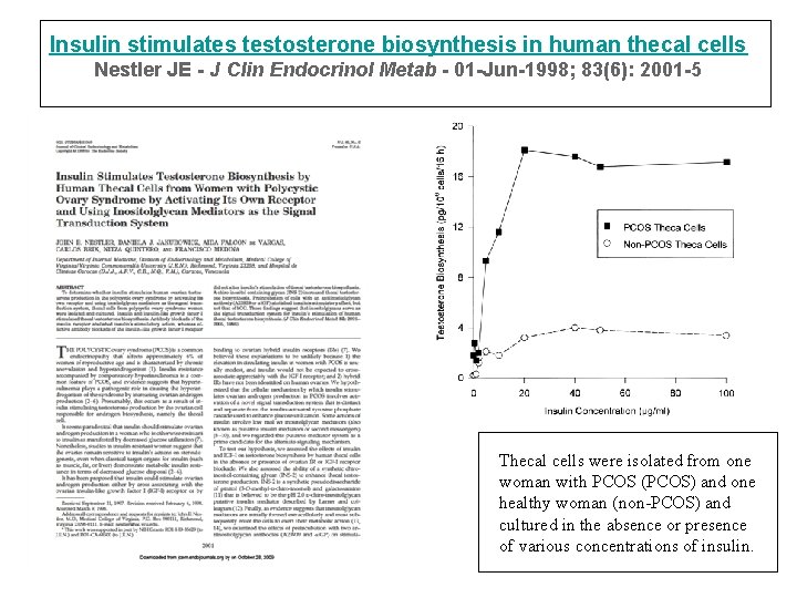 Insulin stimulates testosterone biosynthesis in human thecal cells Nestler JE - J Clin Endocrinol