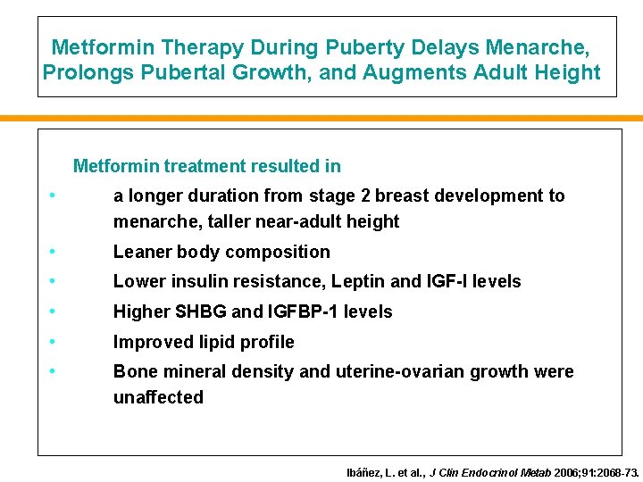 Metformin Therapy During Puberty Delays Menarche, Prolongs Pubertal Growth, and Augments Adult Height Metformin