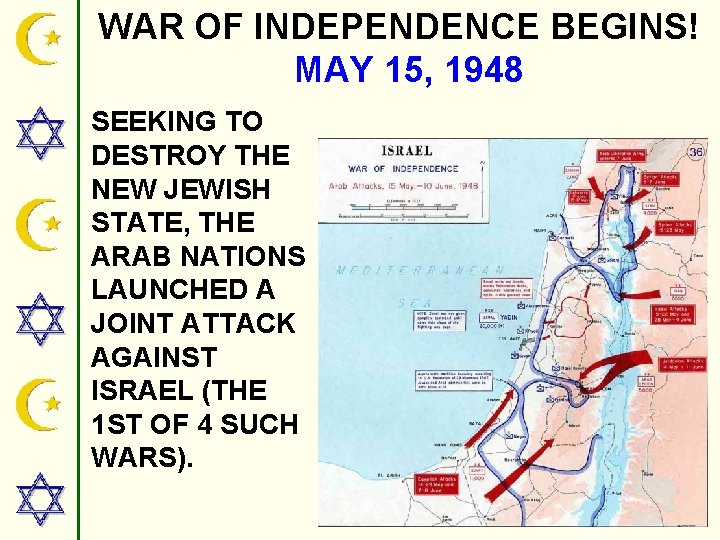 WAR OF INDEPENDENCE BEGINS! MAY 15, 1948 SEEKING TO DESTROY THE NEW JEWISH STATE,