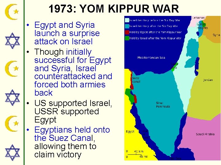 1973: YOM KIPPUR WAR • Egypt and Syria launch a surprise attack on Israel