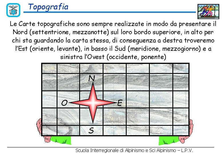 Topografia Le Carte topografiche sono sempre realizzate in modo da presentare il Nord (settentrione,