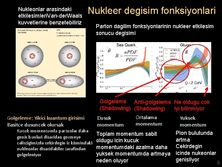 Nukleonlar arasindaki etkilesimleri. Van-der. Waals kuvvetlerine benzetebiliriz Nukleer degisim fonksiyonlari Parton dagilim fonksiyonlarinin nukleer