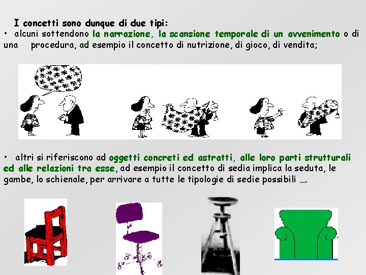 I concetti sono dunque di due tipi: • alcuni sottendono la narrazione, la scansione