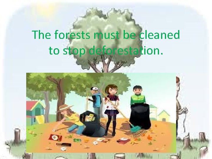 The forests must be cleaned to stop deforestation. 