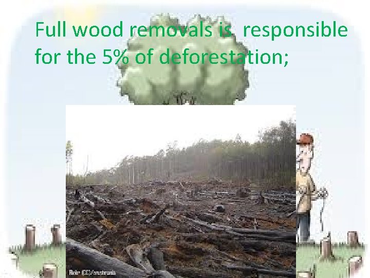 Full wood removals is responsible for the 5% of deforestation; 