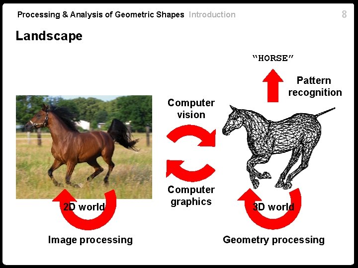 8 Processing & Analysis of Geometric Shapes Introduction Landscape “HORSE” Computer vision 2 D