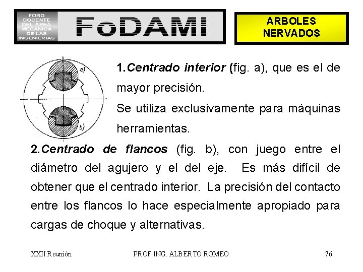 ARBOLES NERVADOS 1. Centrado interior (fig. a), que es el de mayor precisión. Se