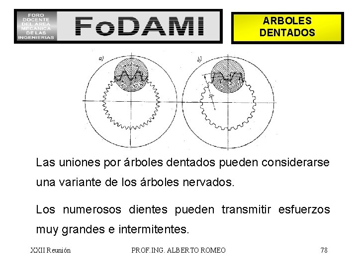 ARBOLES DENTADOS Las uniones por árboles dentados pueden considerarse una variante de los árboles