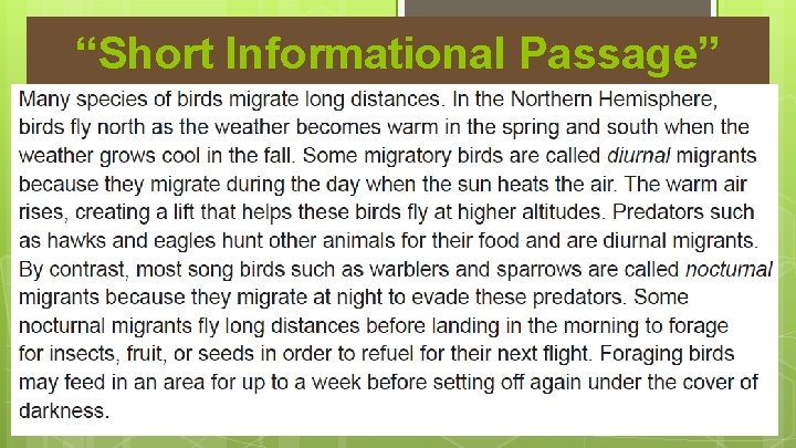 “Short Informational Passage” 