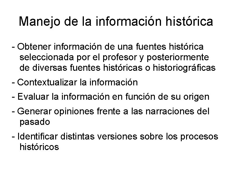 Manejo de la información histórica - Obtener información de una fuentes histórica seleccionada por