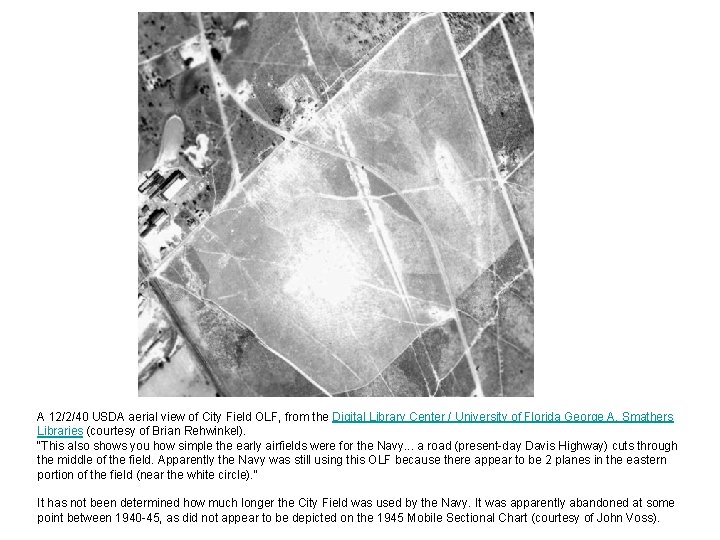 A 12/2/40 USDA aerial view of City Field OLF, from the Digital Library Center