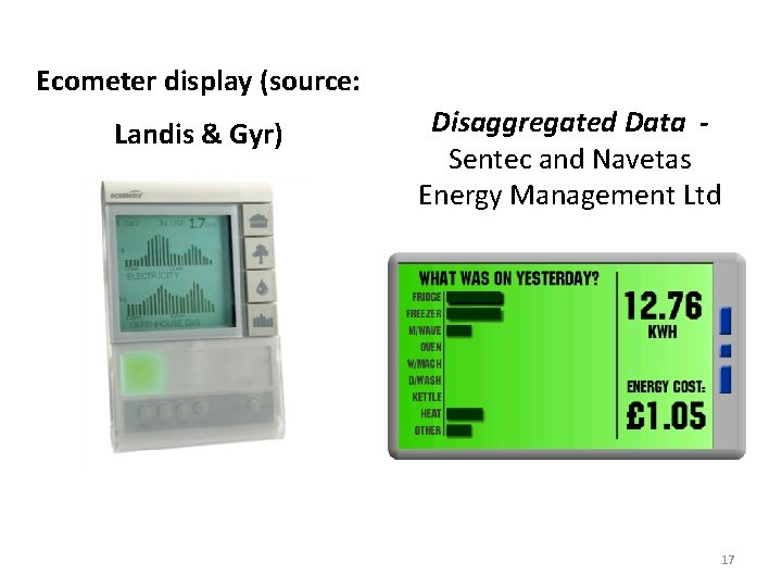 Ecometer display (source: Landis & Gyr) Disaggregated Data Sentec and Navetas Energy Management Ltd