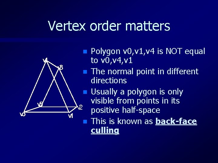 Vertex order matters n v 4 v 3 n n v 5 vo v