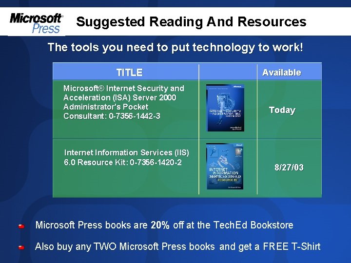 Suggested Reading And Resources The tools you need to put technology to work! TITLE