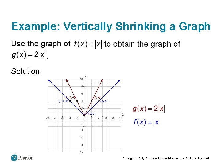 Example: Vertically Shrinking a Graph Solution: Copyright © 2018, 2014, 2010 Pearson Education, Inc.