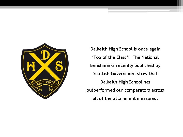 Dalkeith High School is once again ‘Top of the Class’! The National Benchmarks recently