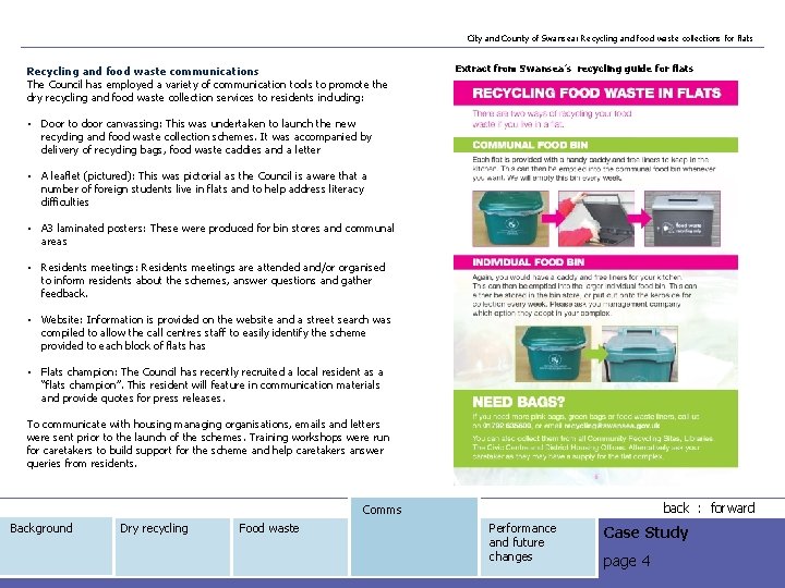 City and County of Swansea: Recycling and food waste collections for flats Recycling and