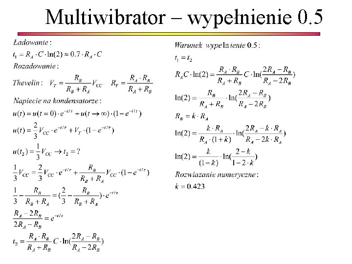 Multiwibrator – wypełnienie 0. 5 