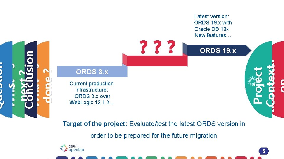 ORDS 19. x ORDS 3. x Current production infrastructure: ORDS 3. x over Web.