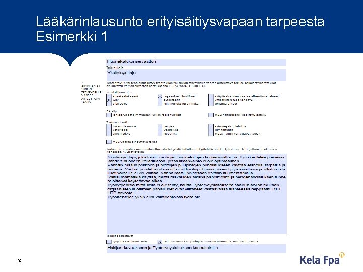 Lääkärinlausunto erityisäitiysvapaan tarpeesta Esimerkki 1 29 