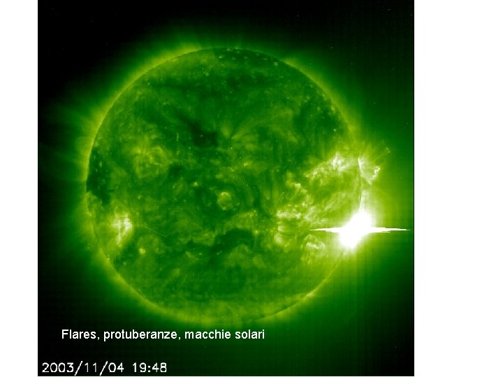 Flares, protuberanze, macchie solari 