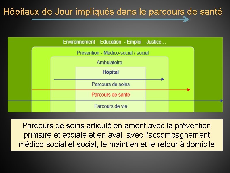 Hôpitaux de Jour impliqués dans le parcours de santé Parcours de soins articulé en