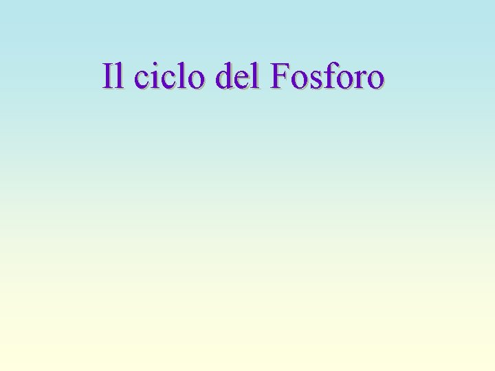 Il ciclo del Fosforo 