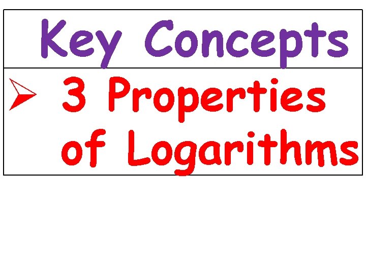 Key Concepts 3 -1 Lines and Angles Ø 3 Properties of Logarithms Holt Key Concepts 3 -1 Lines and Angles Ø 3 Properties of Logarithms Holt