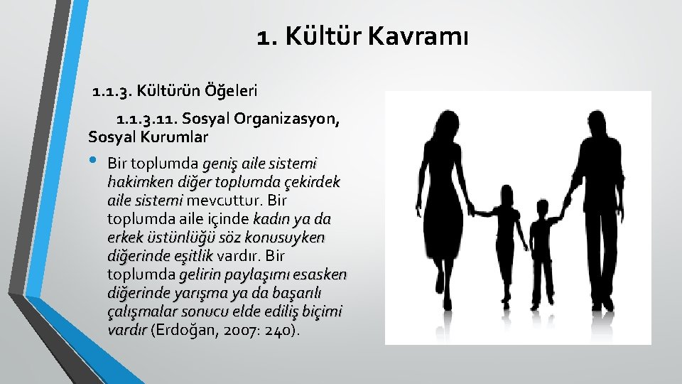 1. Kültür Kavramı 1. 1. 3. Kültürün Öğeleri 1. 1. 3. 11. Sosyal Organizasyon,