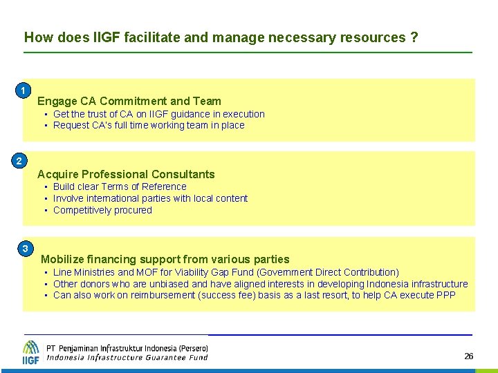 How does IIGF facilitate and manage necessary resources ? 1 Engage CA Commitment and How does IIGF facilitate and manage necessary resources ? 1 Engage CA Commitment and
