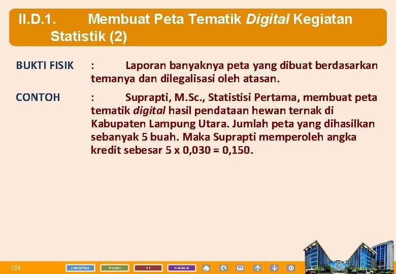 II. D. 1. Membuat Peta Tematik Digital Kegiatan Statistik (2) BUKTI FISIK : Laporan
