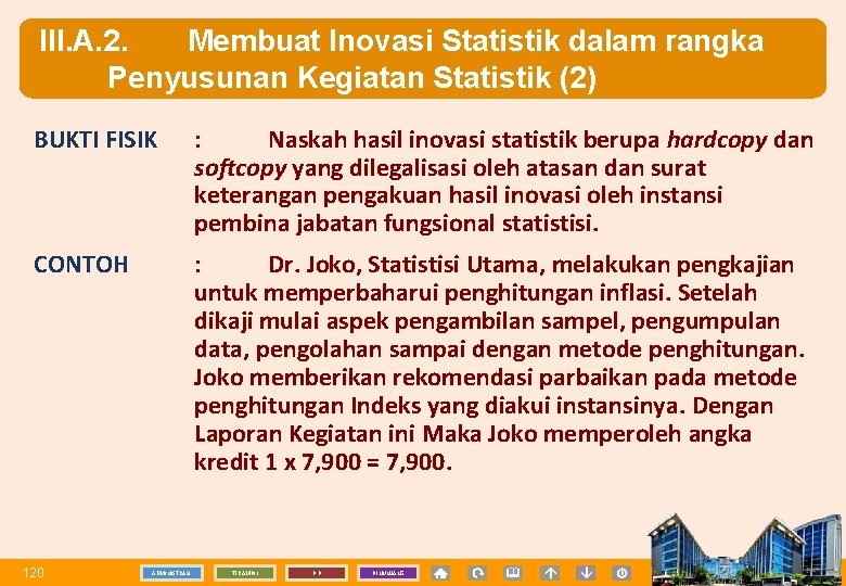 III. A. 2. Membuat Inovasi Statistik dalam rangka Penyusunan Kegiatan Statistik (2) BUKTI FISIK