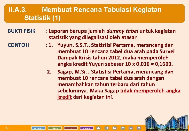 II. A. 3. Membuat Rencana Tabulasi Kegiatan Statistik (1) BUKTI FISIK CONTOH 22 ADMINISTRASI