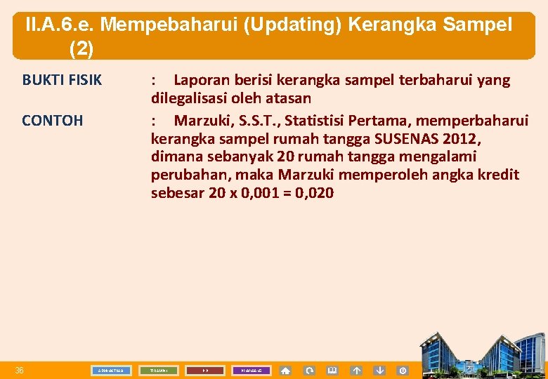 II. A. 6. e. Mempebaharui (Updating) Kerangka Sampel (2) BUKTI FISIK CONTOH 36 ADMINISTRASI