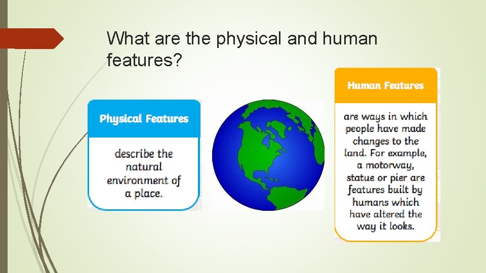 What are the physical and human features? 