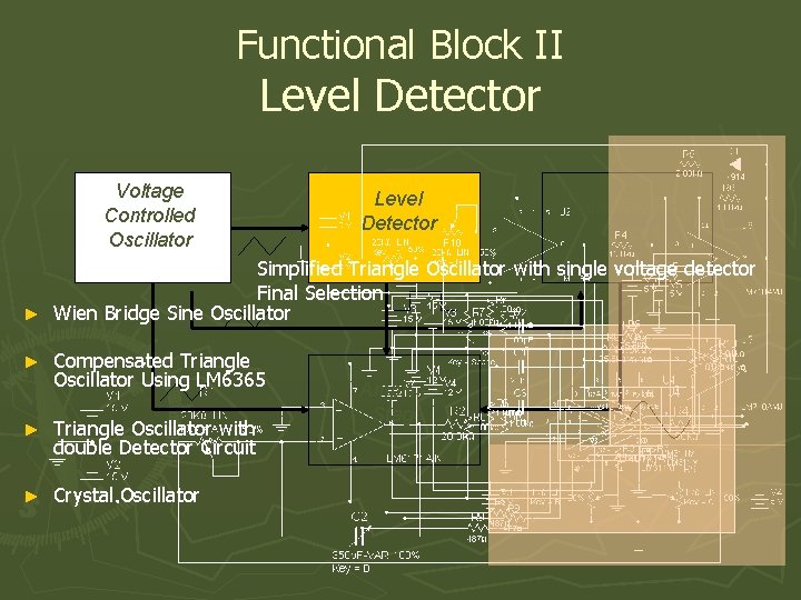 Functional Block II Level Detector Voltage Controlled Oscillator Level Detector Sine Shaping Circuit Simplified